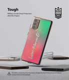 Galaxy Note 20 Case | Fusion Design - Clear phone case with pink-to-green gradient back and text, featuring military-grade drop protection.