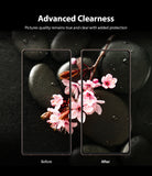 Galaxy Note 20 Camera Protector | Invisible Defender Glass - Galaxy Note 20 Camera Protector - Comparison showing clear, sharp photo quality of pink flowers on black stones.