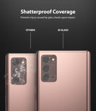 Galaxy Note 20 Camera Protector | Invisible Defender Glass - Comparison of shattered standard glass vs intact ID glass.