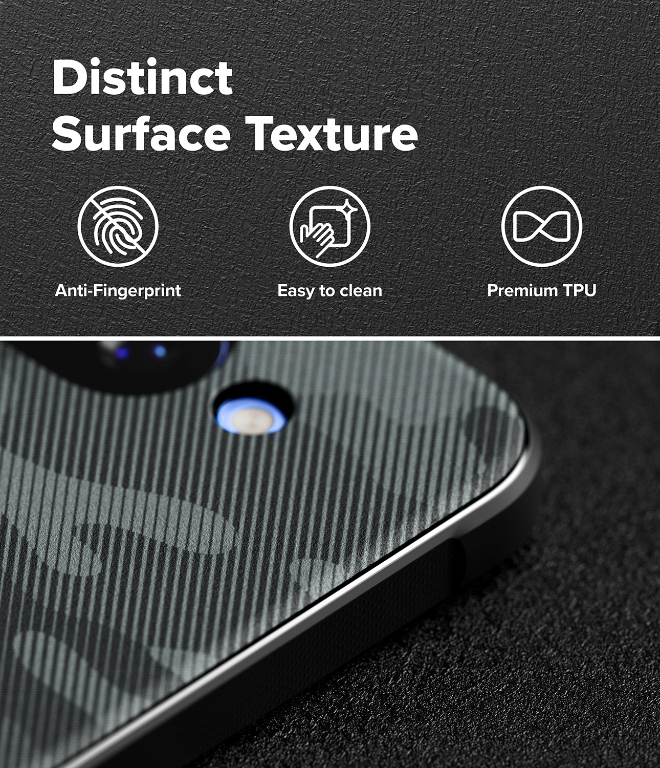 [Bundle] Google Pixel 10a Case | Onyx - Google Pixel 10a Case | Onyx - Textured phone case showing anti-fingerprint, easy-to-clean, and premium TPU features.