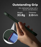[Bundle] Google Pixel 10a Case | Onyx - Google Pixel 10a Case | Onyx - Hand holding a slim, textured black phone case with 33.8g weight and 2.0mm thickness specs.