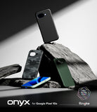 [Bundle] Google Pixel 10a Case | Onyx - Google Pixel 10a Case | Onyx - Three Google Pixel 10a cases in black, camo, and green displayed on jagged dark rocks.