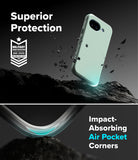 [Bundle] Google Pixel 10a Case | Onyx - Google Pixel 10a Case | Onyx - Mint green phone case floating above rocky terrain with military-grade protection badge.