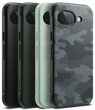 Google Pixel 10a Case | Onyx - Four Google Pixel 10a cases in black, dark green, light green, and grey camouflage patterns.