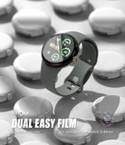 Google Pixel Watch 3 41mm Screen Protector | Dual Easy Film (3P) - Google Pixel Watch 3 41mm Screen Protector - A smartwatch with a partially applied clear film screen protector.