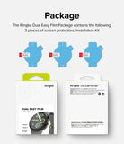 Google Pixel Watch 3 41mm Screen Protector | Dual Easy Film (3P) - Three circular screen protectors and product packaging.