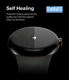 Google Pixel Watch 3 41mm Screen Protector | Dual Easy Film (3P) - Google Pixel Watch 3 41mm Screen Protector - Split view of a watch face showing a scratched surface healing to clear.