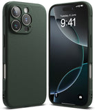 iPhone 16 Pro Max Case | Onyx - Dark green textured phone case shown from the back and front with a digital clock display.