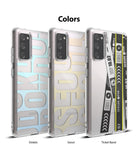 Galaxy S20 FE Case | Fusion Design - Three clear phone cases featuring Dokdo, Seoul, and Ticket Band graphic designs.