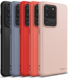 Galaxy S20 Ultra Case | Air-S - Five Galaxy S20 Ultra cases in black, blue, red, orange, and pink lined up side-by-side.