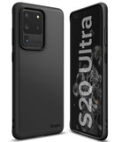 Galaxy S20 Ultra Case | Air-S - Matte black phone case shown from back and front angles on a Galaxy S20 Ultra.
