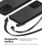 Galaxy S20 Ultra Case | Air-S - Matte black phone case with dual lanyard attachment points and a detachable strap.