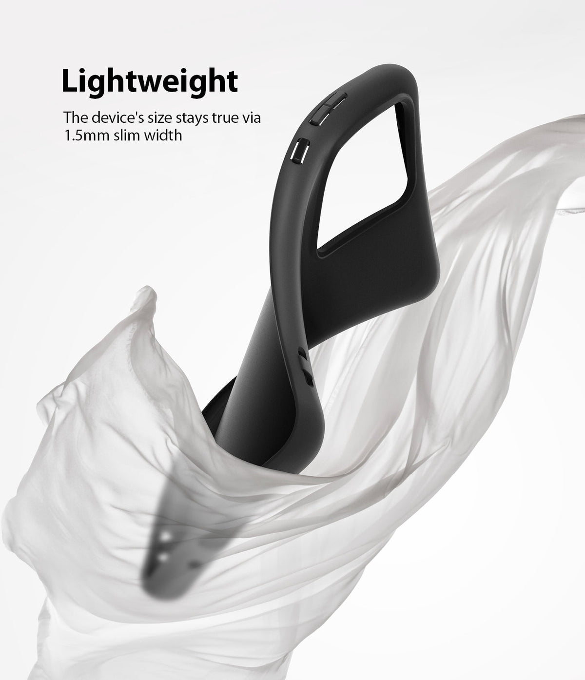 Galaxy S20 Ultra Case | Air-S - A slim black phone case wrapped in flowing white fabric against a white background.