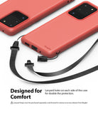 Galaxy S20 Ultra Case | Air-S - Red phone case with detachable black lanyard straps attached to side holes.