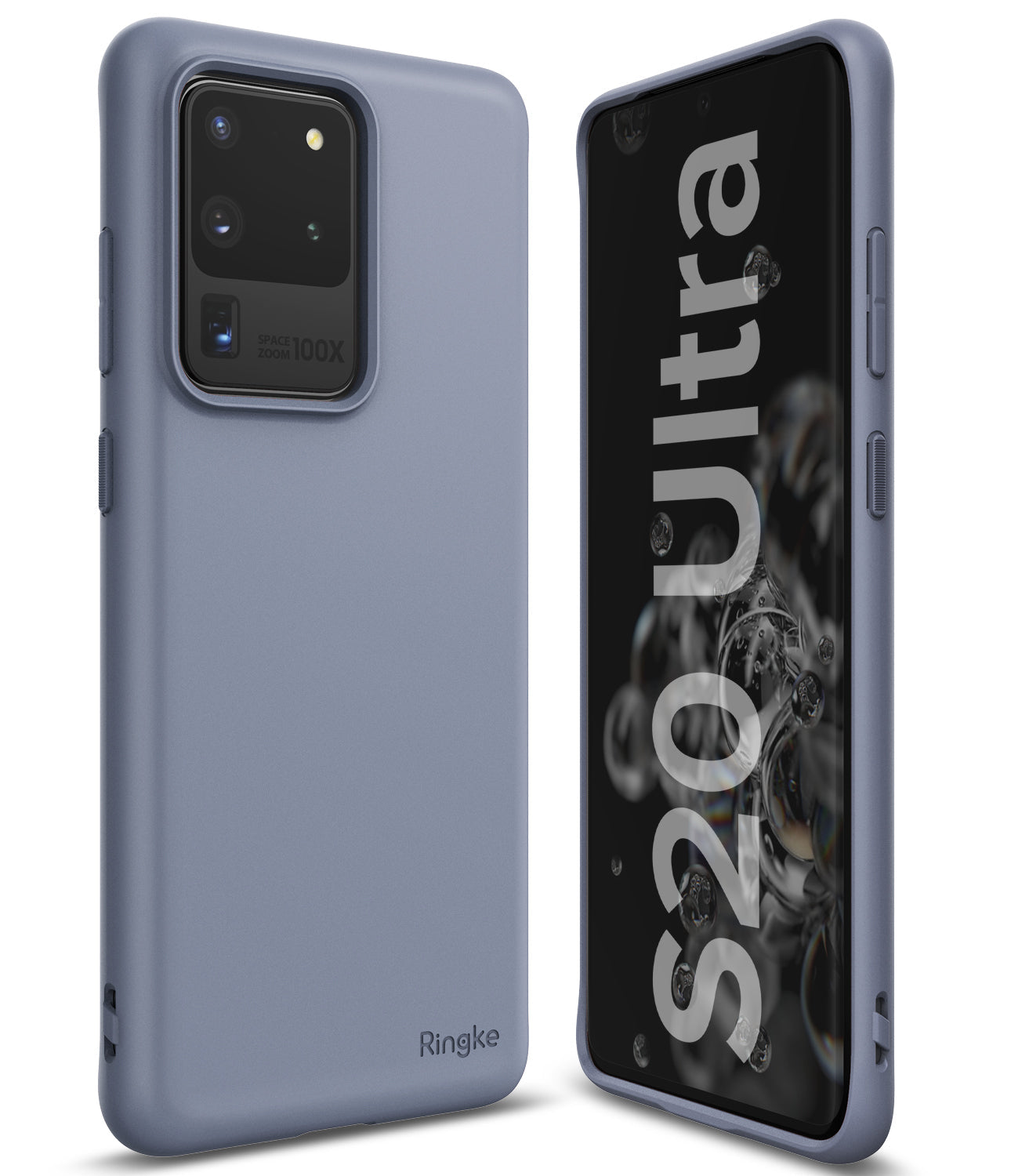 Galaxy S20 Ultra Case | Air-S - Matte blue phone case on a Galaxy S20 Ultra, showing rear camera cutout and front screen.