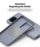 Galaxy S20 Ultra Case | Air-S - Blue phone case interior showing a circular instructional sticker that should not be removed.