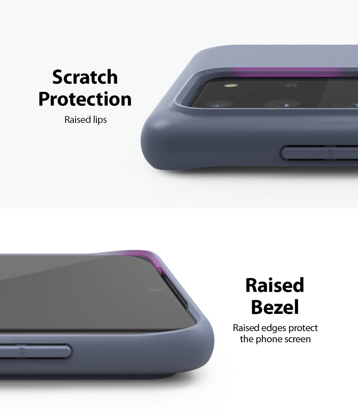 Galaxy S20 Ultra Case | Air-S - Close-up of phone case showing raised lips and bezels for screen and camera protection.