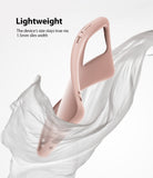 Galaxy S20 Ultra Case | Air-S - A slim, light pink phone case wrapped in flowing white fabric against a white background.