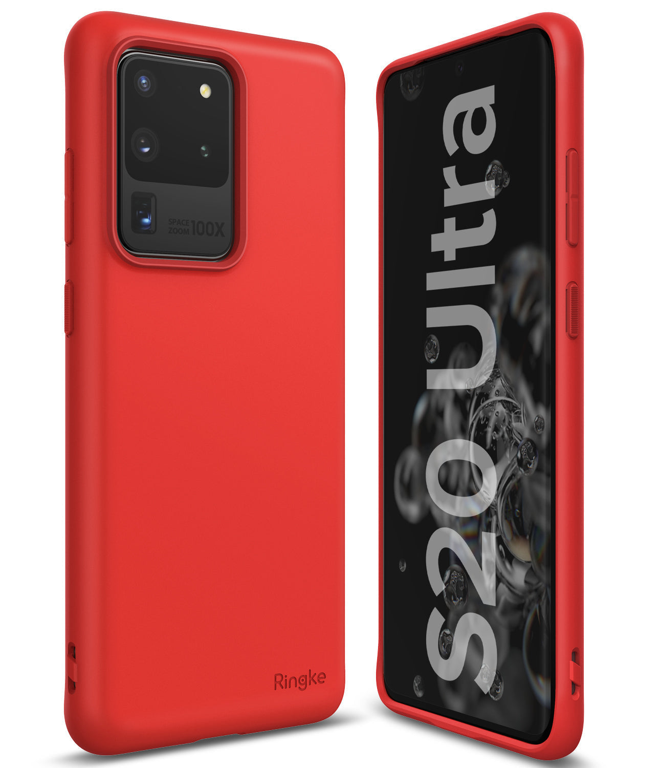 Galaxy S20 Ultra Case | Air-S - Red protective case for Galaxy S20 Ultra shown from front and back angles.