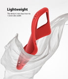 Galaxy S20 Ultra Case | Air-S - Red slim phone case floating amidst flowing white fabric with text about its lightweight design.