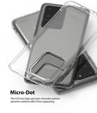 Galaxy S20 Ultra Case | Air - Clear phone case with micro-dot pattern layered over a gray smartphone.
