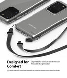 Galaxy S20 Ultra Case | Air - Clear phone case with dual lanyard attachment points and a detachable black strap.