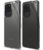 Galaxy S20 Ultra Case | Air - Two clear, slim protective cases shown on Galaxy S20 Ultra phones from a rear angle.
