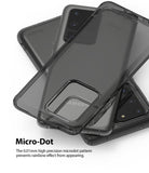 Galaxy S20 Ultra Case | Air - Translucent black phone case with a micro-dot pattern on a Galaxy S20 Ultra smartphone.