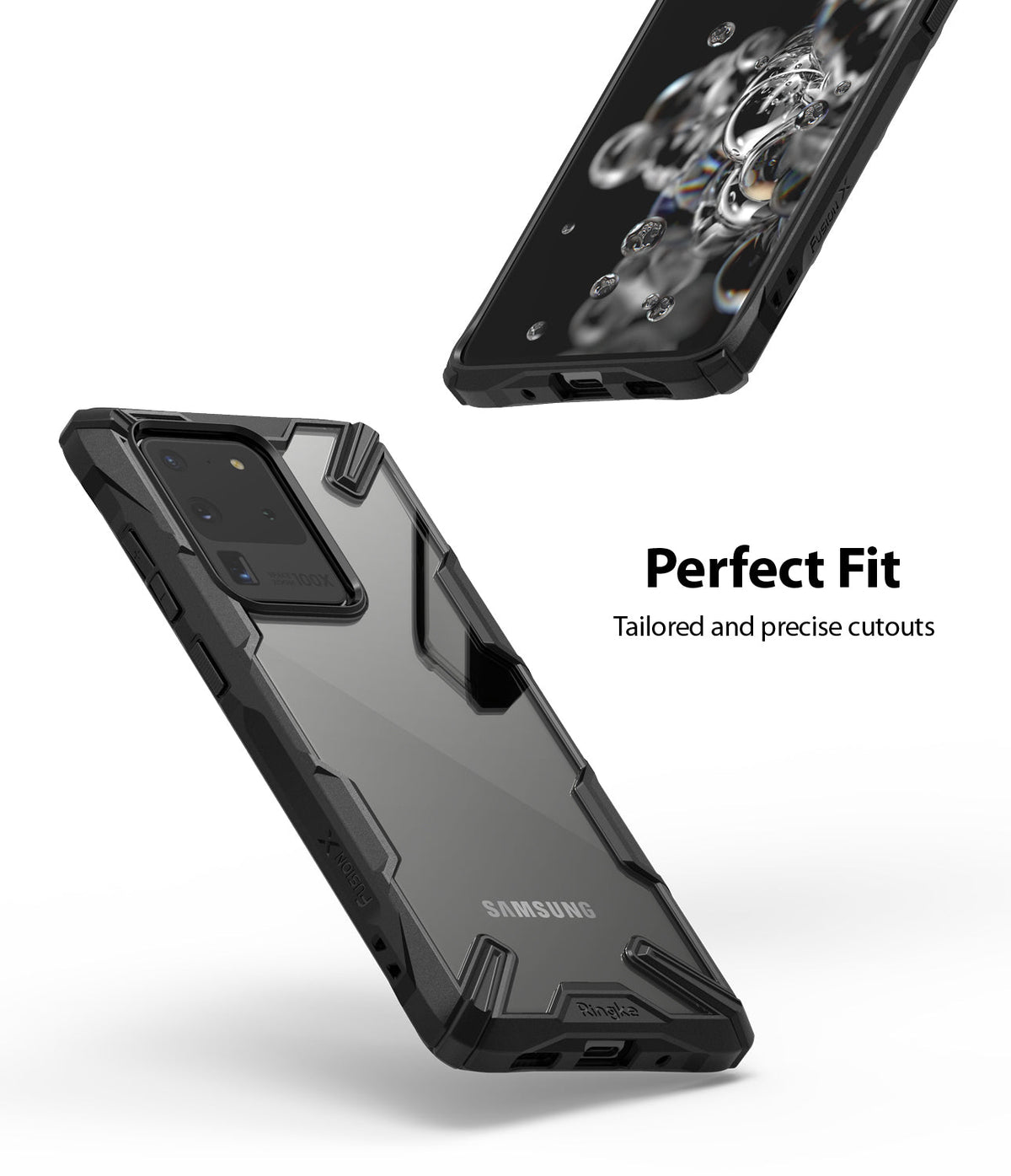 Galaxy S20 Ultra Case | Fusion-X - Black rugged phone case with clear back and precise cutouts for Samsung Galaxy S20 Ultra.