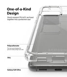 Galaxy S20 Ultra Case | Fusion - Clear protective phone case highlighting TPU and polycarbonate materials on a smartphone.