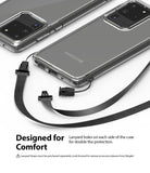 Galaxy S20 Ultra Case | Fusion - Clear phone case with dual lanyard attachment points and a detachable black strap.