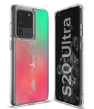 Galaxy S20 Ultra Case | Fusion Design - Clear phone case with a pink-to-green gradient back and diamond-pattern text.