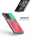 Galaxy S20 Ultra Case | Fusion Design - Clear phone case on a gradient pink-to-green phone with precise port cutouts.