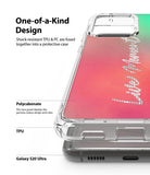Galaxy S20 Ultra Case | Fusion Design - Clear protective phone case with a pink gradient back and text overlay.