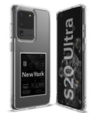 Galaxy S20 Ultra Case | Fusion Design - Clear phone case with a New York travel-themed graphic on the back.