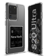 Galaxy S20 Ultra Case | Fusion Design - Clear phone case with a New York travel-themed graphic on the back.