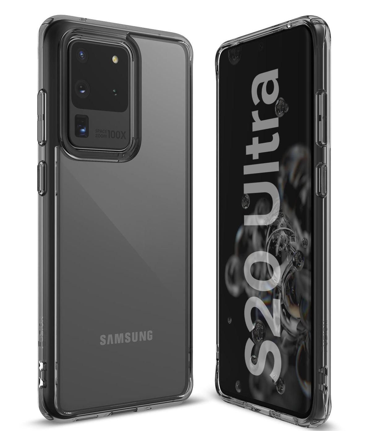 Galaxy S20 Ultra Case | Fusion - Clear protective phone case shown from front and back angles on a Galaxy S20 Ultra.