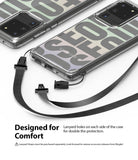 Galaxy S20 Ultra Case | Fusion Design - Clear phone cases with dual side lanyard attachment points and black straps.