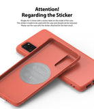 Galaxy S20 Case | Air-S - Coral phone case showing an interior sticker with instructions not to remove it.