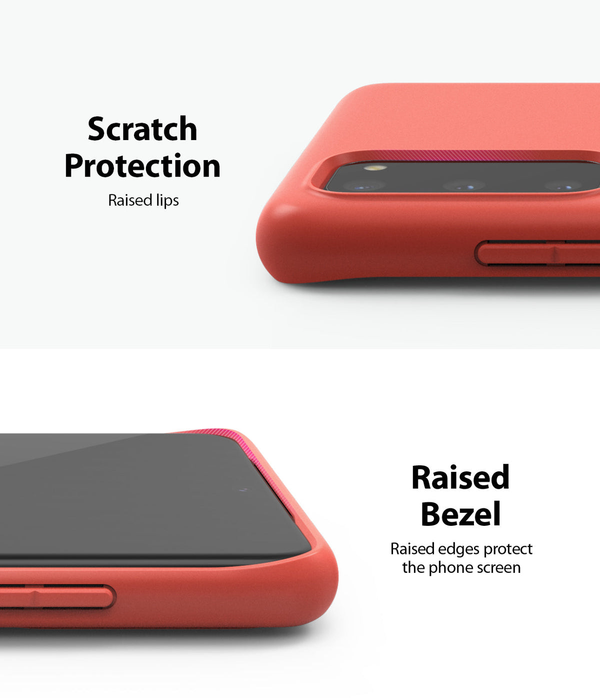 Galaxy S20 Case | Air-S - Red phone case showing raised lips around the camera and screen for scratch protection.