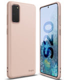 Galaxy S20 Case | Air-S - Front and back view of a light pink Galaxy S20 phone in a slim, matte protective case.