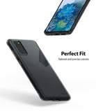 Galaxy S20 Case | Air - Transparent black phone case shown from front and back angles with precise cutouts and text.