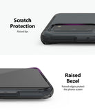 Galaxy S20 Case | Air - Close-up of phone case showing raised edges around the camera and screen for scratch protection.
