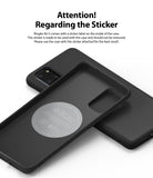Galaxy S20 Plus Case | Air-S - Black phone case interior with a circular instructional sticker and text about not removing it.