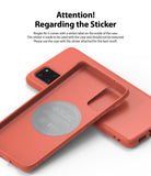 Galaxy S20 Plus Case | Air-S - Coral phone case showing an interior sticker with instructions not to remove it.