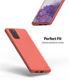 Galaxy S20 Plus Case | Air-S - Coral red phone case showing precise cutouts for the camera, ports, and buttons.
