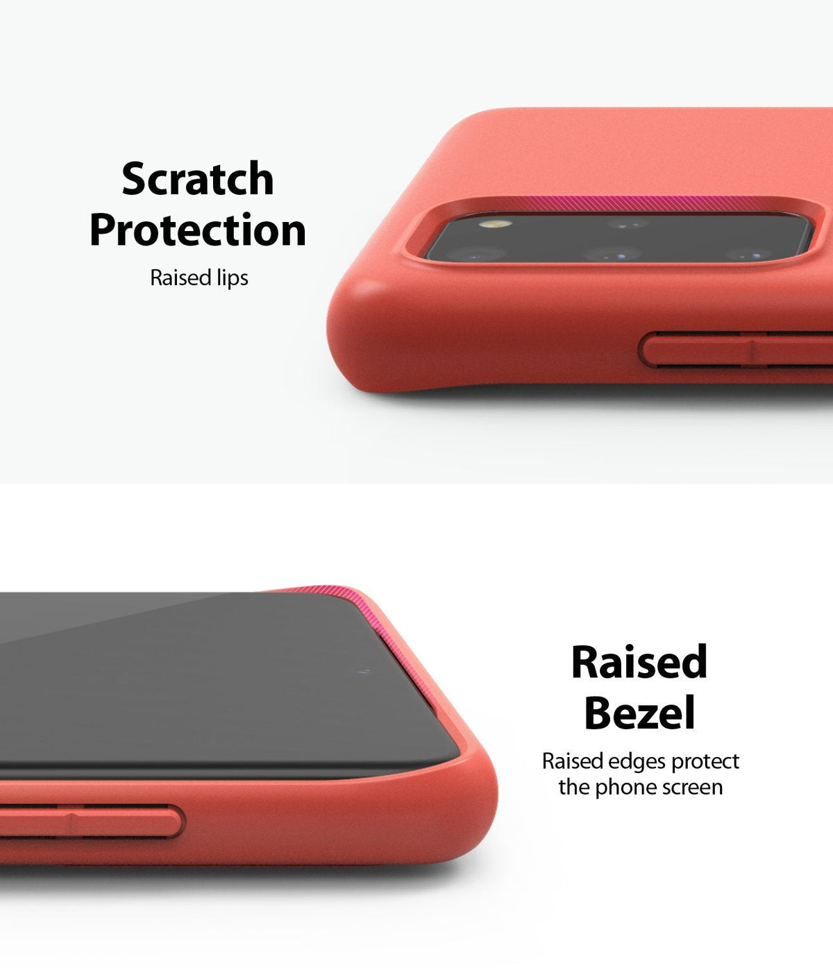 Galaxy S20 Plus Case | Air-S - Red phone case showing raised lips around the camera and screen for scratch protection.