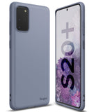 Galaxy S20 Plus Case | Air-S - Matte blue phone case shown from back and front angles with S20+ screen display.