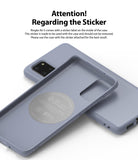Galaxy S20 Plus Case | Air-S - Blue phone case interior showing a circular instructional sticker that should not be removed.