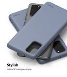 Galaxy S20 Plus Case | Air-S - Stacked blue matte phone cases for Galaxy S20 Plus with cutouts for camera and buttons.
